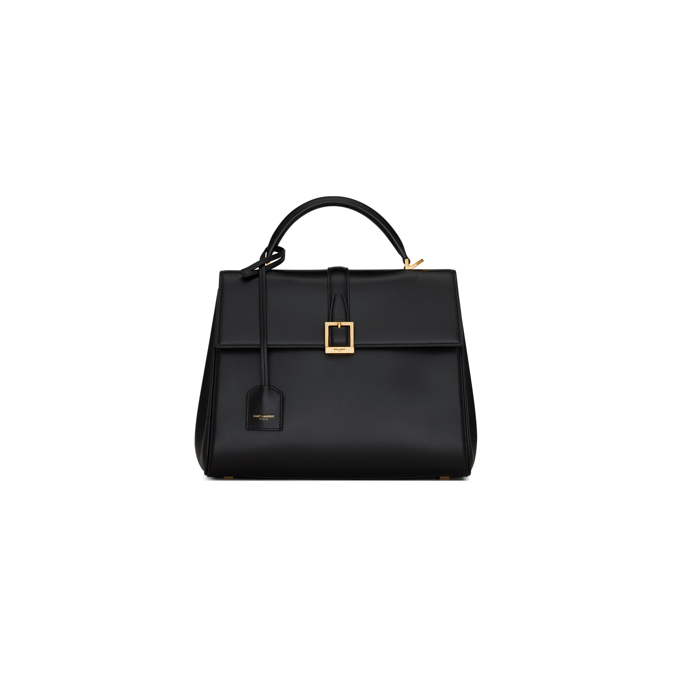 YSL LE FERMOIR SMALL TOP HANDLE BAG IN SHINY LEATHER 6869822ZA0W1000 (25*19.5*10.5cm)